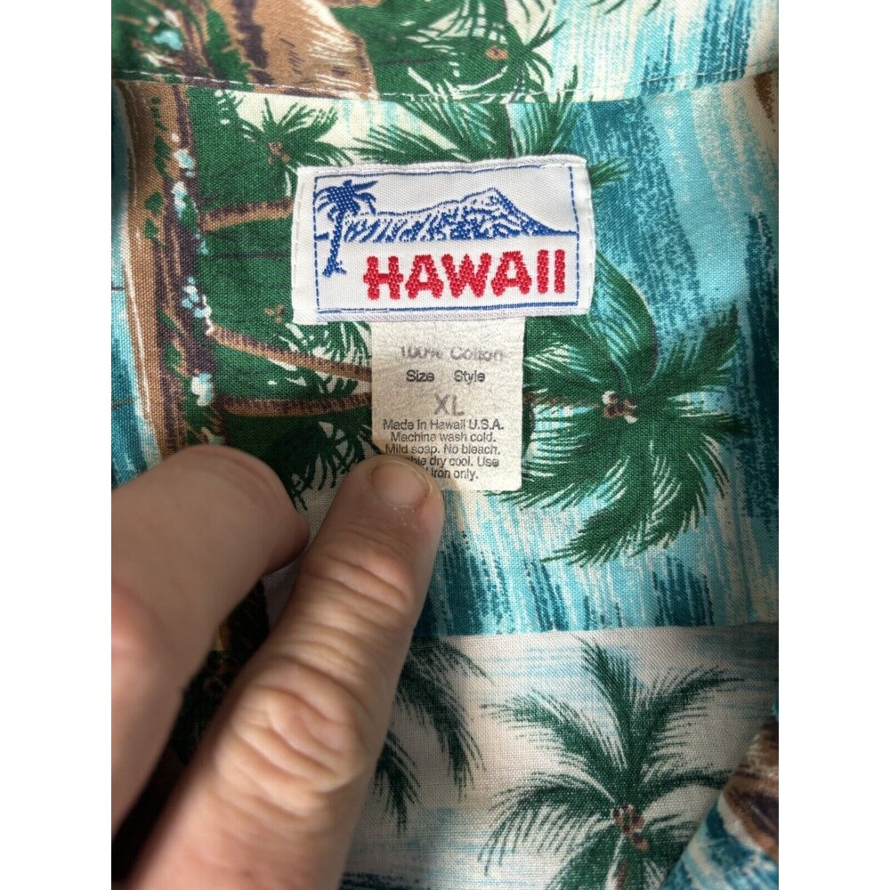 Vintage‎ Hawaii Brand Hawaiian Shirt Men’s XL Sailing Island AOP Blue Tropical - Picture 4 of 11